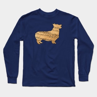 Sheet Music Corgi Dog Long Sleeve T-Shirt